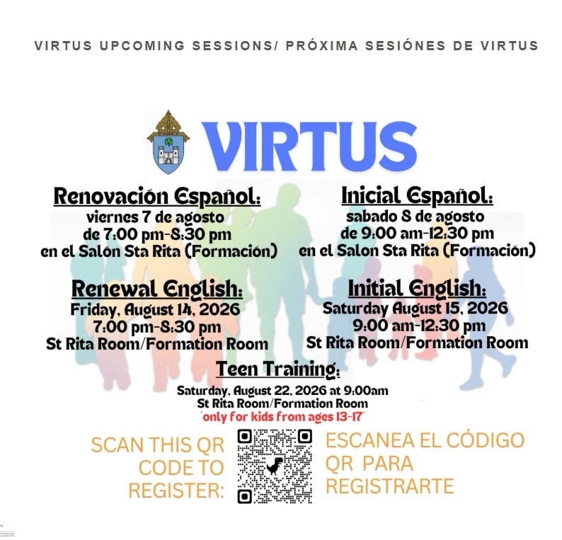 Upcoming VIRTUS training sessions schedule